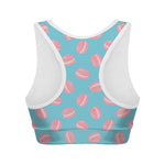 Pink Macaron Pattern Print Women's Sports Bra