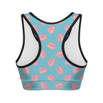 Pink Macaron Pattern Print Women's Sports Bra