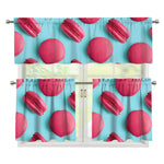 Pink Macarons Print 3 Piece Kitchen Curtains