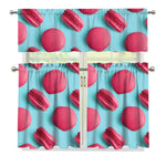 Pink Macarons Print 3 Piece Kitchen Curtains