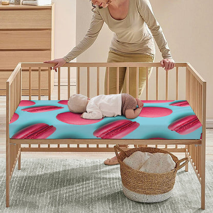 Pink Macarons Print Baby Crib Sheet