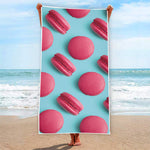 Pink Macarons Print Beach Towel