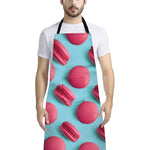 Pink Macarons Print Bib Apron With Pocket