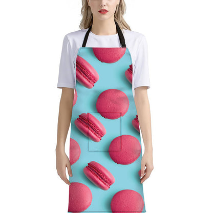 Pink Macarons Print Bib Apron With Pocket