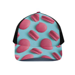Pink Macarons Print Black Mesh Trucker Cap