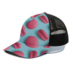Pink Macarons Print Black Mesh Trucker Cap