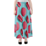 Pink Macarons Print Chiffon Maxi Skirt