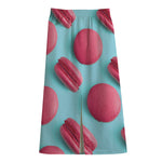 Pink Macarons Print Cotton Front Slit Maxi Skirt