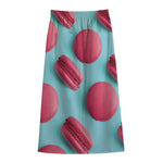 Pink Macarons Print Cotton Front Slit Maxi Skirt