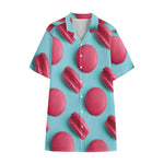 Pink Macarons Print Cotton Hawaiian Shirt