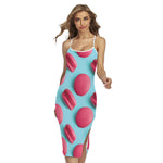 Pink Macarons Print Cross Back Cami Dress