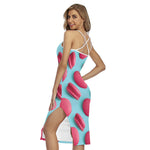Pink Macarons Print Cross Back Cami Dress