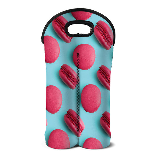 Pink Macarons Print Double Neoprene Wine Tote