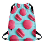 Pink Macarons Print Drawstring Backpack
