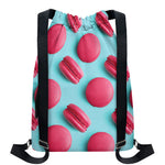 Pink Macarons Print Drawstring Backpack