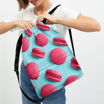 Pink Macarons Print Drawstring Backpack