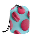 Pink Macarons Print Drawstring Makeup Bag