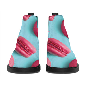 Pink Macarons Print Flat Ankle Boots