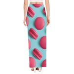 Pink Macarons Print High Slit Maxi Skirt