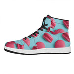 Pink Macarons Print High Top Leather Sneakers