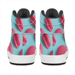 Pink Macarons Print High Top Leather Sneakers