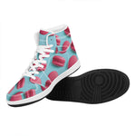 Pink Macarons Print High Top Leather Sneakers