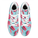 Pink Macarons Print High Top Leather Sneakers