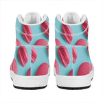 Pink Macarons Print High Top Leather Sneakers
