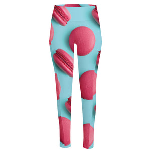 Pink Macarons Print High-Waisted Pocket Leggings