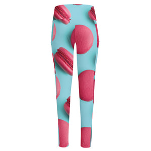 Pink Macarons Print High-Waisted Pocket Leggings