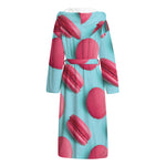 Pink Macarons Print Hooded Bathrobe