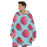 Pink Macarons Print Hoodie Blanket