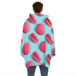 Pink Macarons Print Hoodie Blanket