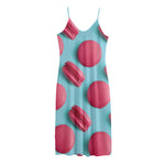 Pink Macarons Print Jersey Midi Cami Dress