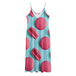 Pink Macarons Print Jersey Midi Cami Dress