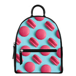 Pink Macarons Print Leather Backpack