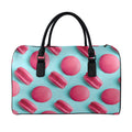 Pink Macarons Print Leather Duffel Bag