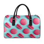 Pink Macarons Print Leather Duffle Bag