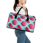 Pink Macarons Print Leather Duffle Bag