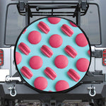 Pink Macarons Print Leather Spare Tire Cover