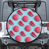 Pink Macarons Print Leather Spare Tire Cover