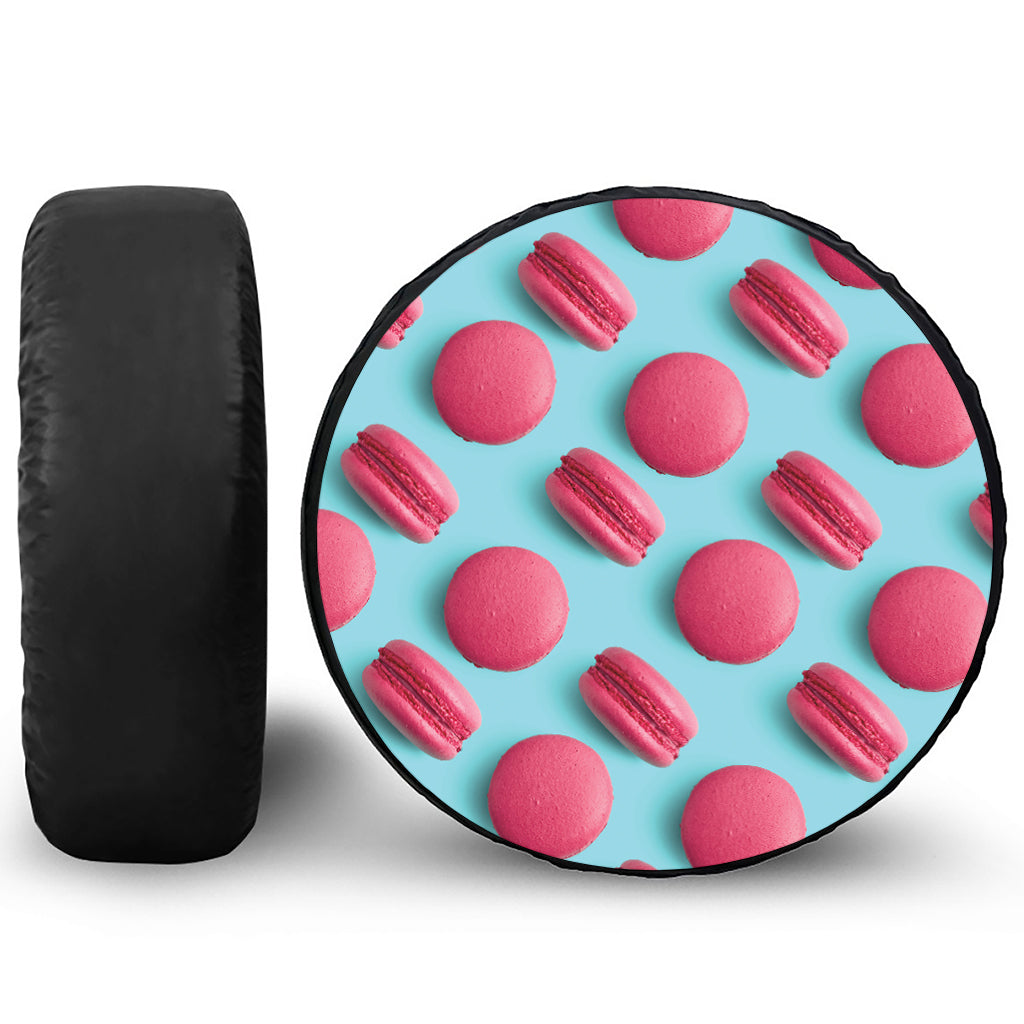 Pink Macarons Print Leather Spare Tire Cover