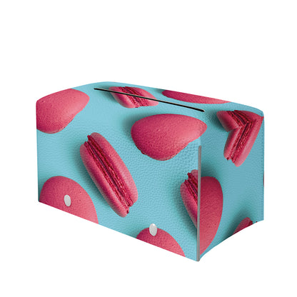 Pink Macarons Print Leather Tissue Box Cover