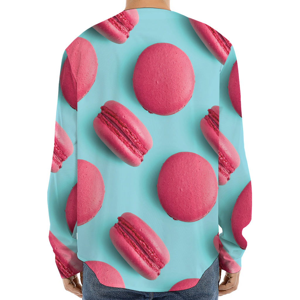 Pink Macarons Print Long Sleeve Baseball Jersey