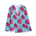 Pink Macarons Print Long Sleeve Short Coat
