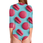 Pink Macarons Print Long Sleeve Swimsuit