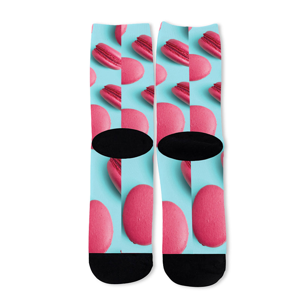 Pink Macarons Print Long Socks
