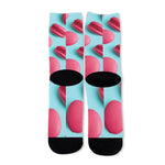 Pink Macarons Print Long Socks