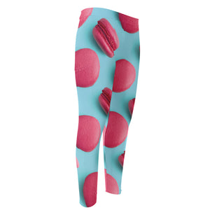 Pink Macarons Print Men's Compression Pants