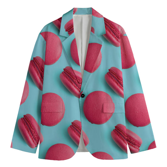 Pink Macarons Print Men's Cotton Blazer